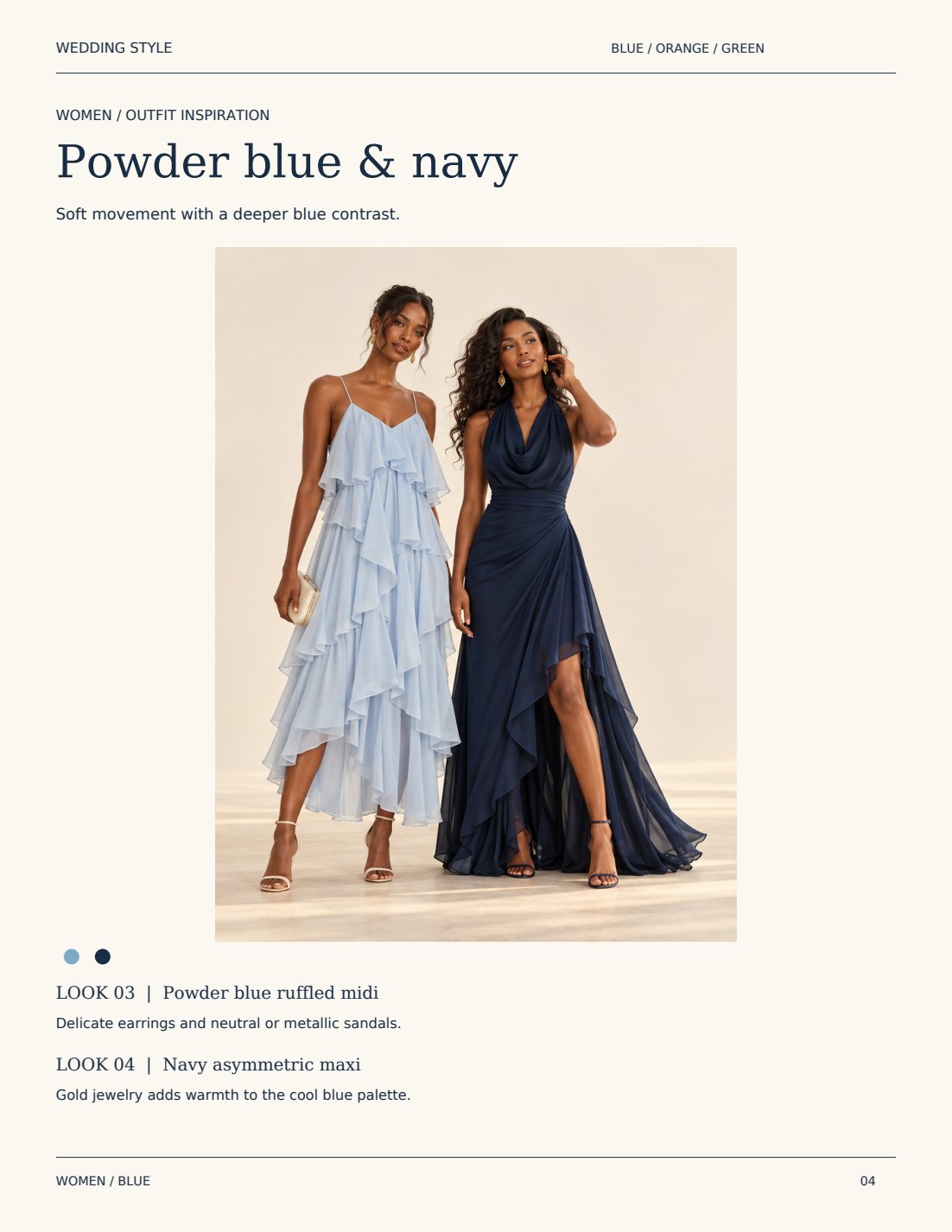 Powder blue and navy — women's outfit inspiration
