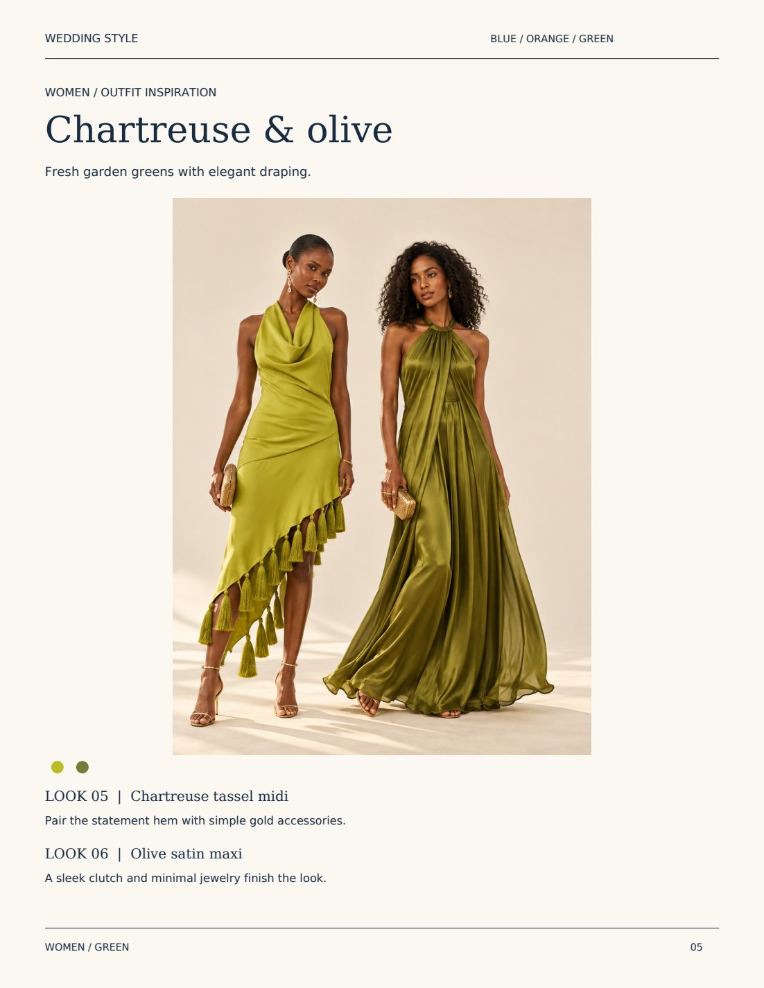 Chartreuse and olive — women's outfit inspiration