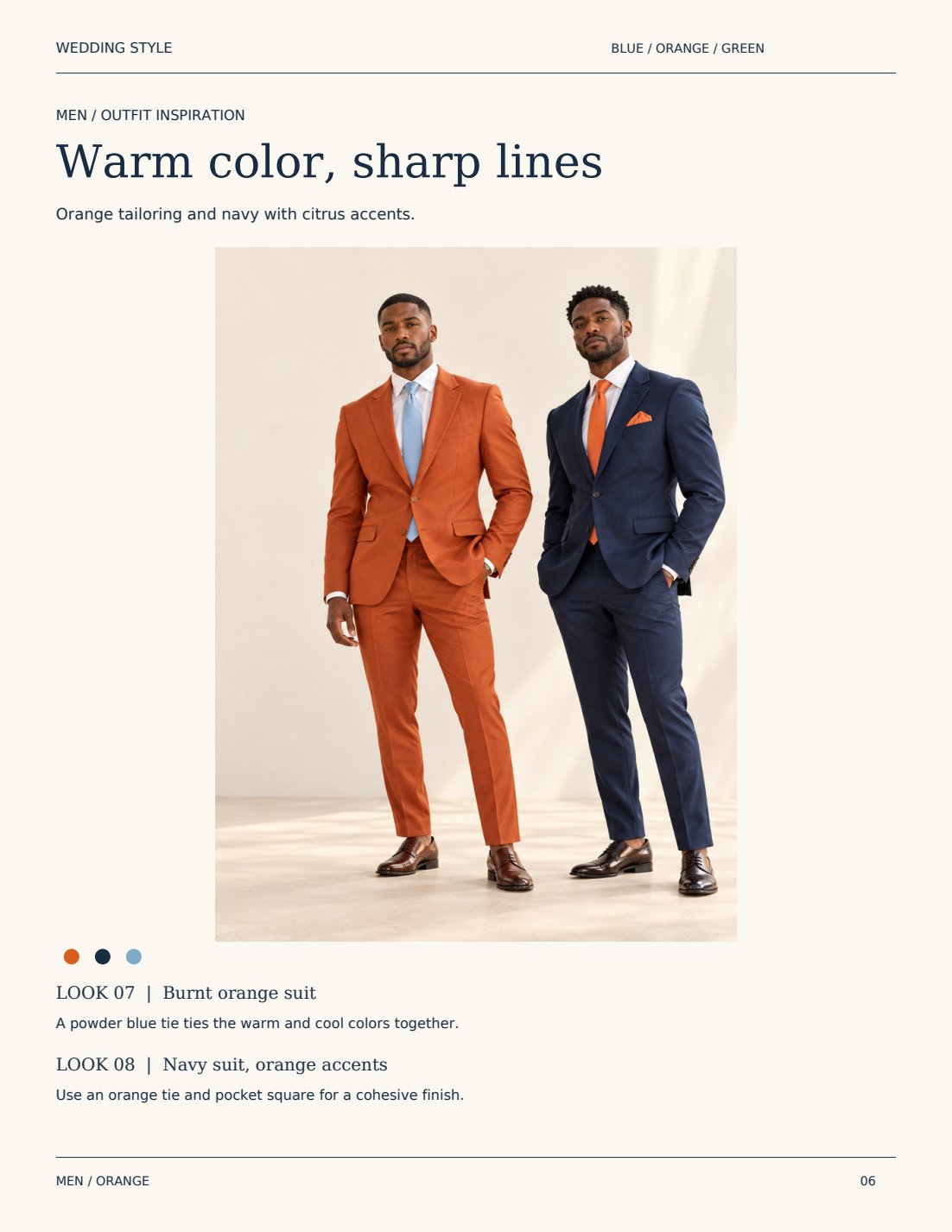 Warm color, sharp lines — men's outfit inspiration